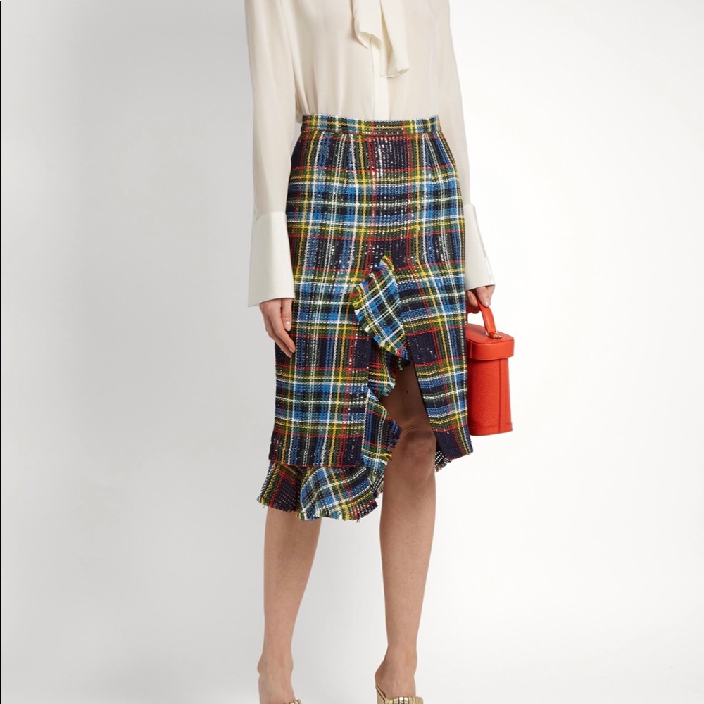 MARCO DE VINCENZO Ruffled tartan skirt IT46 US10
